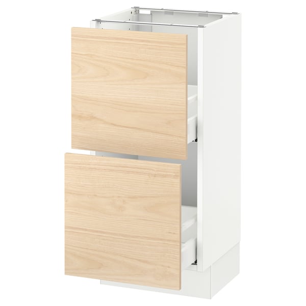 SEKTION Gabinete bajo 2 cajones, blanco Maximera/Askersund efecto fresno claro, 38x37x76 cm