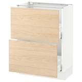SEKTION Gabinete bajo 2 cajones, blanco Maximera/Askersund efecto fresno claro, 61x37x76 cm