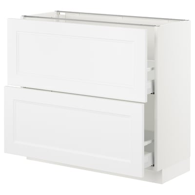 SEKTION Gabinete bajo 2 cajones, blanco Maximera/Axstad blanco mate, 91x37x76 cm