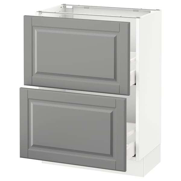 SEKTION Gabinete bajo 2 cajones, blanco Maximera/Bodbyn gris, 61x37x76 cm