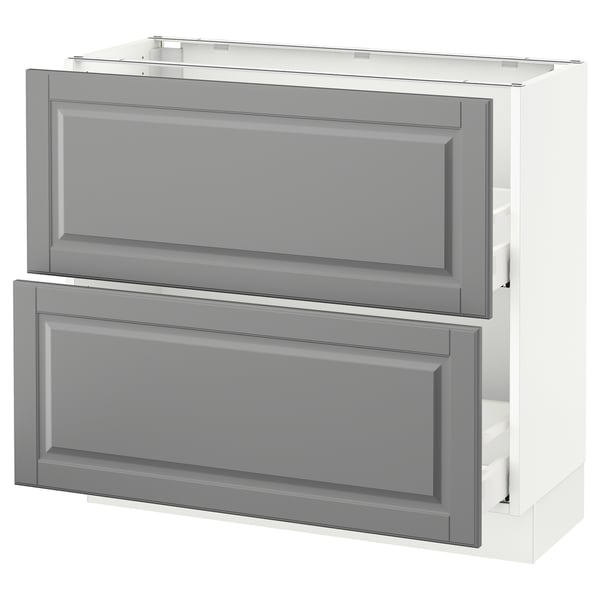 SEKTION Gabinete bajo 2 cajones, blanco Maximera/Bodbyn gris, 91x37x76 cm