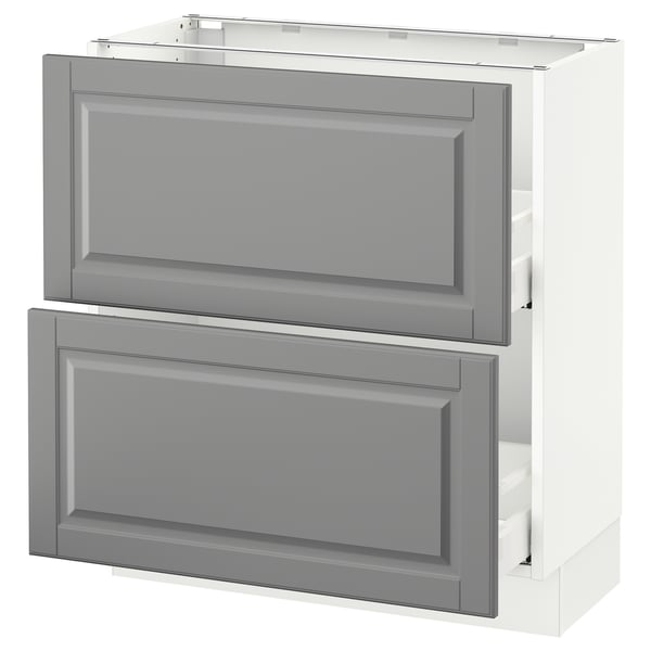 SEKTION Gabinete bajo 2 cajones, blanco Maximera/Bodbyn gris, 76x37x76 cm