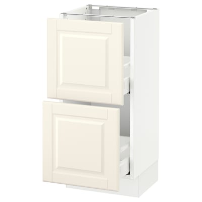 SEKTION Gabinete bajo 2 cajones, blanco Maximera/Bodbyn hueso, 38x37x76 cm