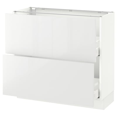 SEKTION Gabinete bajo 2 cajones, blanco Maximera/Ringhult blanco, 91x37x76 cm