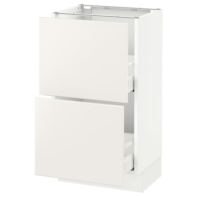 SEKTION Gabinete bajo 2 cajones, blanco Maximera/Veddinge blanco, 46x37x76 cm