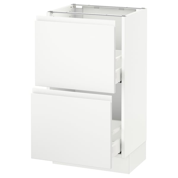 SEKTION Gabinete bajo 2 cajones, blanco Maximera/Voxtorp blanco mate, 46x37x76 cm