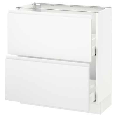 SEKTION Gabinete bajo 2 cajones, blanco Maximera/Voxtorp blanco mate, 76x37x76 cm