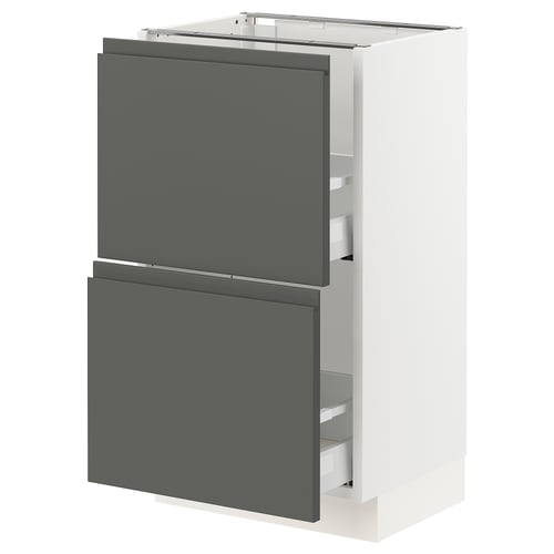 SEKTION Gabinete bajo 2 cajones, blanco Maximera/Voxtorp gris oscuro, 46x37x76 cm