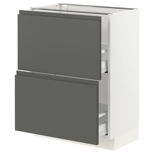 SEKTION Gabinete bajo 2 cajones, blanco Maximera/Voxtorp gris oscuro, 61x37x76 cm