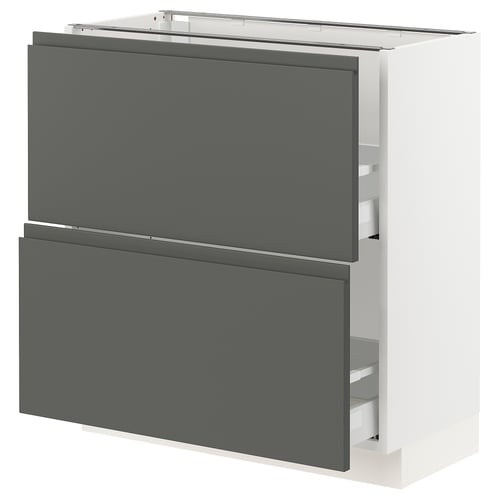SEKTION Gabinete bajo 2 cajones, blanco Maximera/Voxtorp gris oscuro, 76x37x76 cm