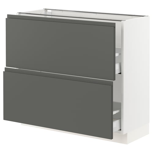 SEKTION Gabinete bajo 2 cajones, blanco Maximera/Voxtorp gris oscuro, 91x37x76 cm