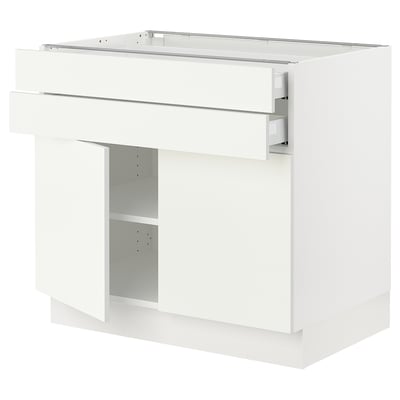 SEKTION Gabinete bajo 2 puertas 2 cajones, blanco/Vallstena blanco, 91x61x76 cm