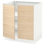 SEKTION Gabinete bajo 2 puertas c/estantes, blanco/Askersund efecto fresno claro, 76x61x76 cm