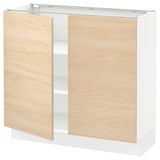 SEKTION Gabinete bajo 2 puertas c/estantes, blanco/Askersund efecto fresno claro, 91x37x76 cm