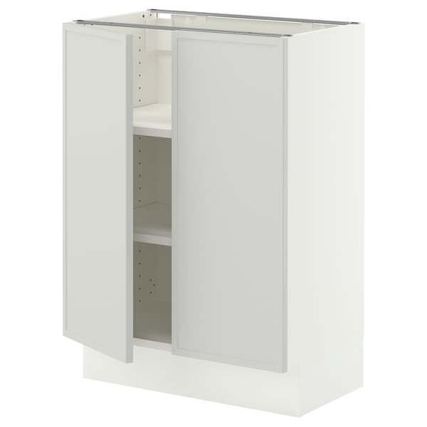 SEKTION Gabinete bajo 2 puertas c/estantes, blanco/Aspudden gris claro, 61x37x76 cm