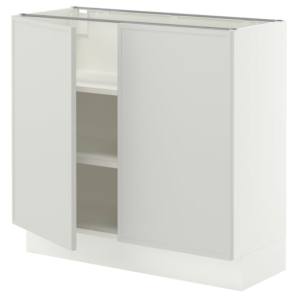 SEKTION Gabinete bajo 2 puertas c/estantes, blanco/Aspudden gris claro, 91x37x76 cm