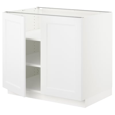 SEKTION Gabinete bajo 2 puertas c/estantes, blanco/Axstad blanco mate, 91x61x76 cm