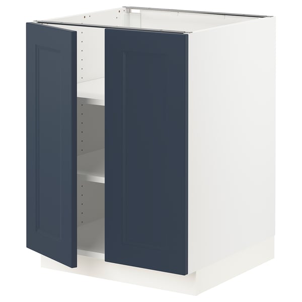 SEKTION Gabinete bajo 2 puertas c/estantes, blanco Axstad/mate azul, 61x61x76 cm