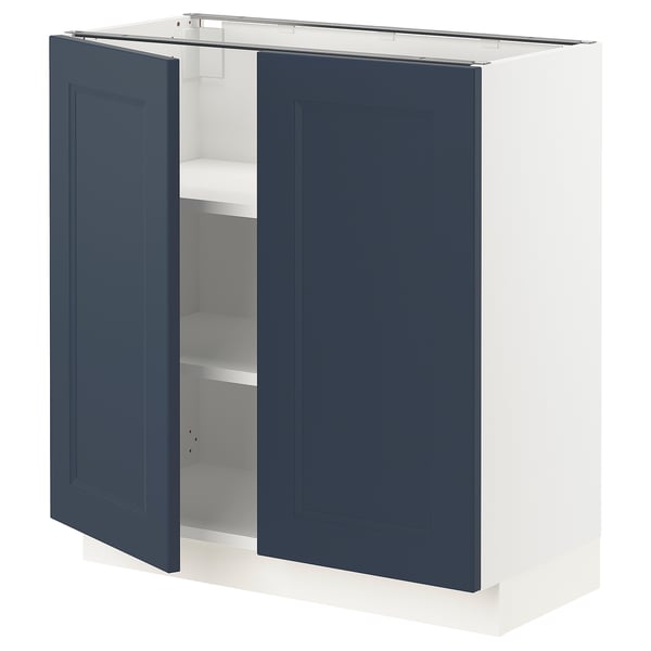 SEKTION Gabinete bajo 2 puertas c/estantes, blanco Axstad/mate azul, 76x37x76 cm