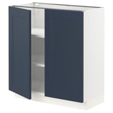 SEKTION Gabinete bajo 2 puertas c/estantes, blanco Axstad/mate azul, 76x37x76 cm