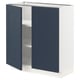 SEKTION Gabinete bajo 2 puertas c/estantes, blanco Axstad/mate azul, 76x37x76 cm
