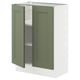 SEKTION Gabinete bajo 2 puertas c/estantes, blanco/Axstad verde grisáceo, 61x37x76 cm