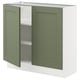 SEKTION Gabinete bajo 2 puertas c/estantes, blanco/Axstad verde grisáceo, 91x37x76 cm