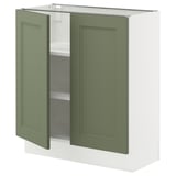 SEKTION Gabinete bajo 2 puertas c/estantes, blanco/Axstad verde grisáceo, 76x37x76 cm