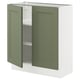 SEKTION Gabinete bajo 2 puertas c/estantes, blanco/Axstad verde grisáceo, 76x37x76 cm