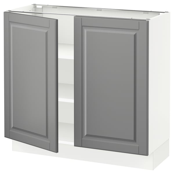 SEKTION Gabinete bajo 2 puertas c/estantes, blanco/Bodbyn gris, 91x37x76 cm