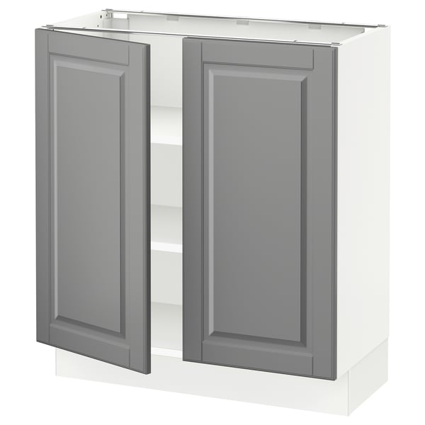 SEKTION Gabinete bajo 2 puertas c/estantes, blanco/Bodbyn gris, 76x37x76 cm
