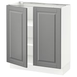 SEKTION Gabinete bajo 2 puertas c/estantes, blanco/Bodbyn gris, 76x37x76 cm
