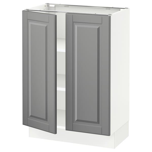 SEKTION Gabinete bajo 2 puertas c/estantes, blanco/Bodbyn gris, 61x37x76 cm