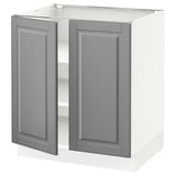 SEKTION Gabinete bajo 2 puertas c/estantes, blanco/Bodbyn gris, 76x61x76 cm