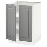 SEKTION Gabinete bajo 2 puertas c/estantes, blanco/Bodbyn gris, 61x61x76 cm