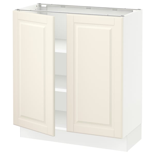 SEKTION Gabinete bajo 2 puertas c/estantes, blanco/Bodbyn hueso, 76x37x76 cm