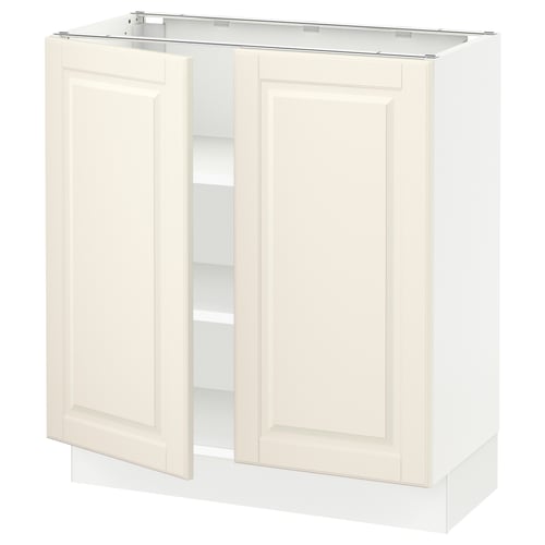 SEKTION Gabinete bajo 2 puertas c/estantes, blanco/Bodbyn hueso, 76x37x76 cm