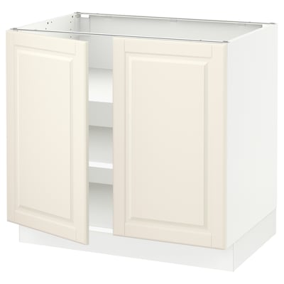 SEKTION Gabinete bajo 2 puertas c/estantes, blanco/Bodbyn hueso, 91x61x76 cm