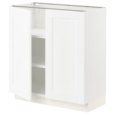 SEKTION Gabinete bajo 2 puertas c/estantes, blanco Enköping/blanco efecto madera, 76x37x76 cm