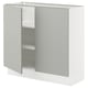 SEKTION Gabinete bajo 2 puertas c/estantes, blanco/Havstorp gris claro, 91x37x76 cm