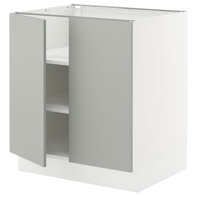 SEKTION Gabinete bajo 2 puertas c/estantes, blanco/Havstorp gris claro, 76x61x76 cm