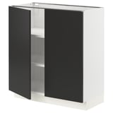 SEKTION Gabinete bajo 2 puertas c/estantes, blanco/Nickebo Carbón mate, 76x37x76 cm