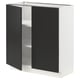 SEKTION Gabinete bajo 2 puertas c/estantes, blanco/Nickebo Carbón mate, 76x37x76 cm