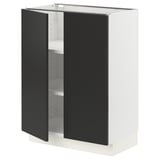 SEKTION Gabinete bajo 2 puertas c/estantes, blanco/Nickebo Carbón mate, 61x37x76 cm