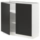 SEKTION Gabinete bajo 2 puertas c/estantes, blanco/Nickebo Carbón mate, 91x37x76 cm