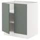 SEKTION Gabinete bajo 2 puertas c/estantes, blanco/Nickebo Verde grisáceo mate, 76x61x76 cm