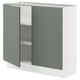 SEKTION Gabinete bajo 2 puertas c/estantes, blanco/Nickebo Verde grisáceo mate, 91x37x76 cm