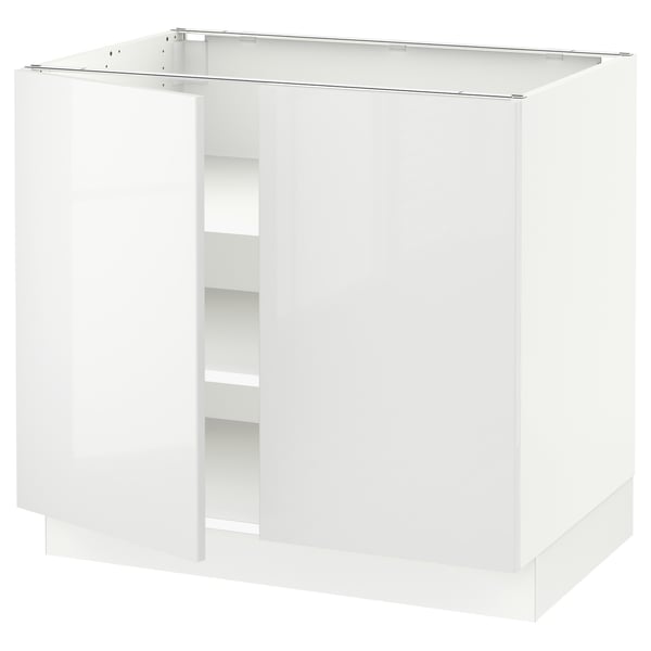 SEKTION Gabinete bajo 2 puertas c/estantes, blanco/Ringhult blanco, 91x61x76 cm