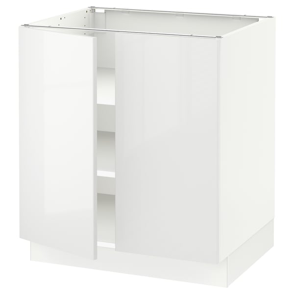 SEKTION Gabinete bajo 2 puertas c/estantes, blanco/Ringhult blanco, 76x61x76 cm