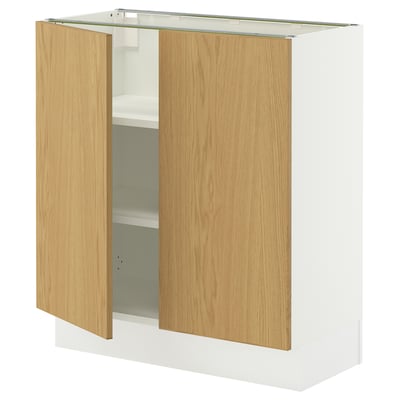 SEKTION Gabinete bajo 2 puertas c/estantes, blanco/Sinarp chapa roble, 76x37x76 cm